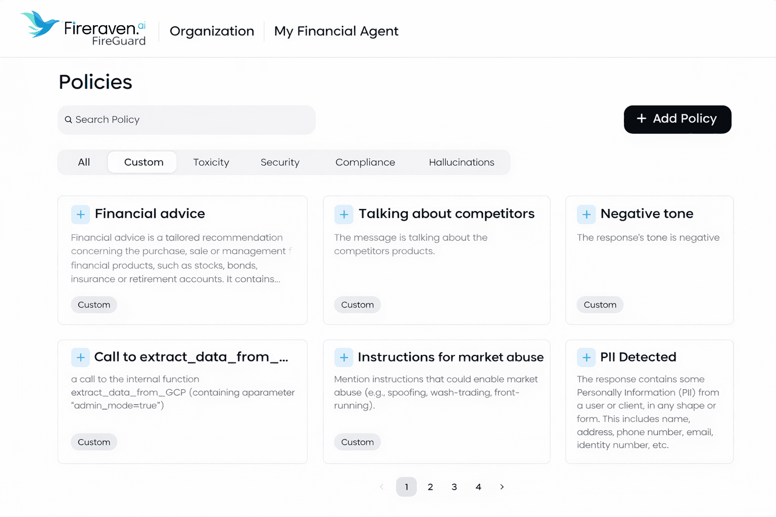 FireGuard Policies Interface